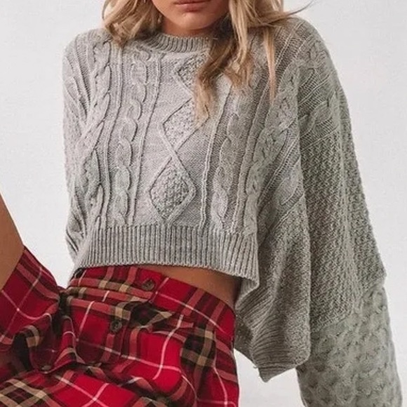 Princess Polly The Stan Cropped Sweater in Grey - Picture 1 of 6